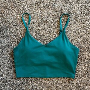 Athleta Teal V-Neck Crop Sports Bra